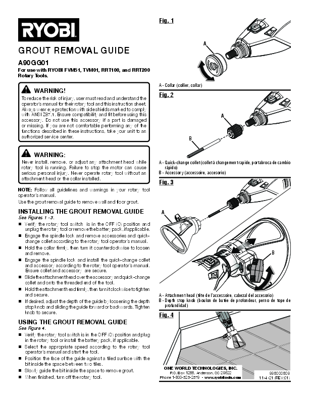 GROUT REMOVAL ROTARY KIT RYOBI Tools