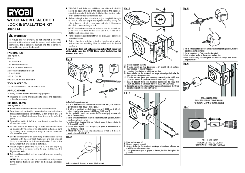 RYOBI WOODMETAL DOOR LOCK INSTALL KIT RYOBI Tools