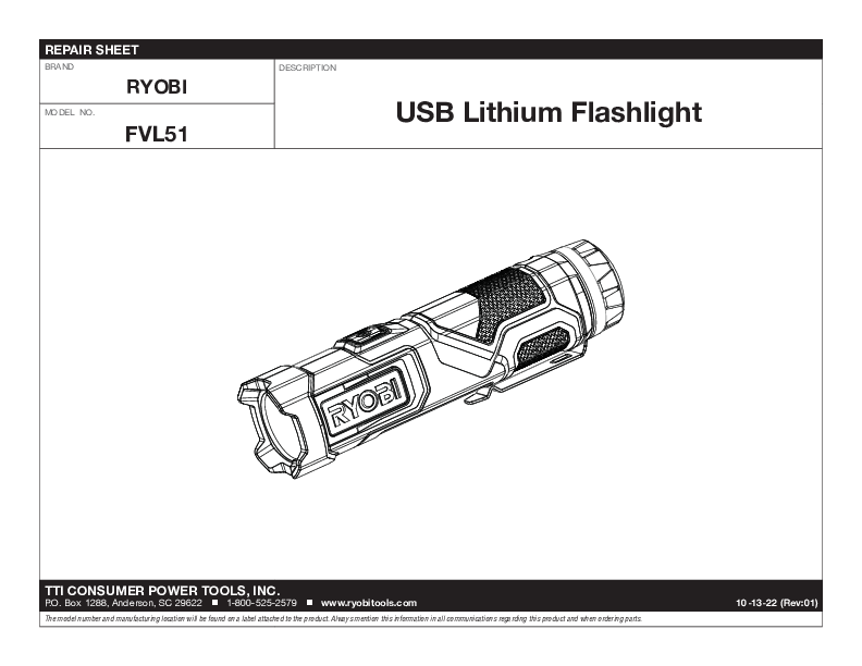 KIT DE LINTERNA LED COMPACTA USB DE IONES DE LITIO - Herramientas RYOBI