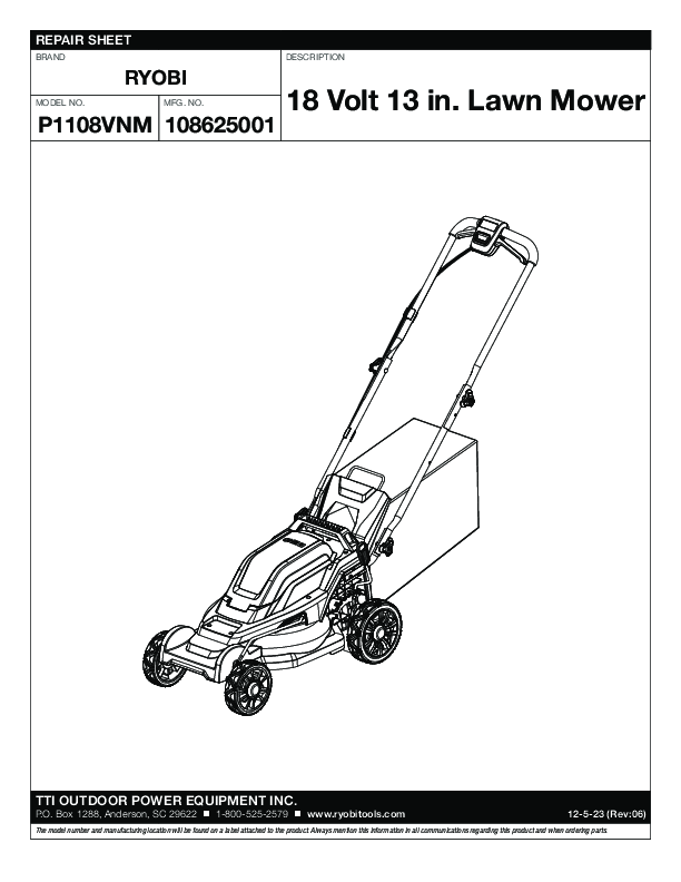 Ryobi discount mower repair