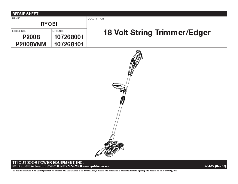 Ryobi 18 Volt String Trimmer Edger Parts Reviewmotors.co