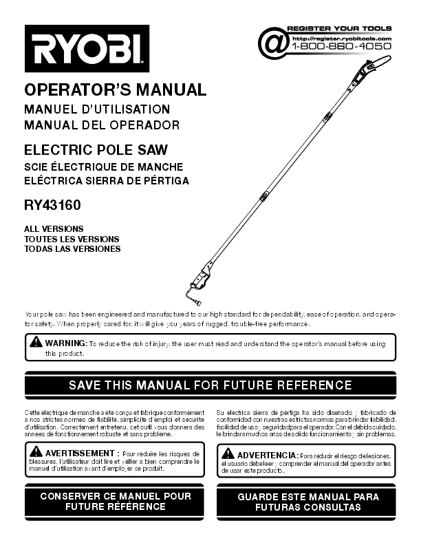 6 Amp Electric 8" Pole Saw RYOBI Tools