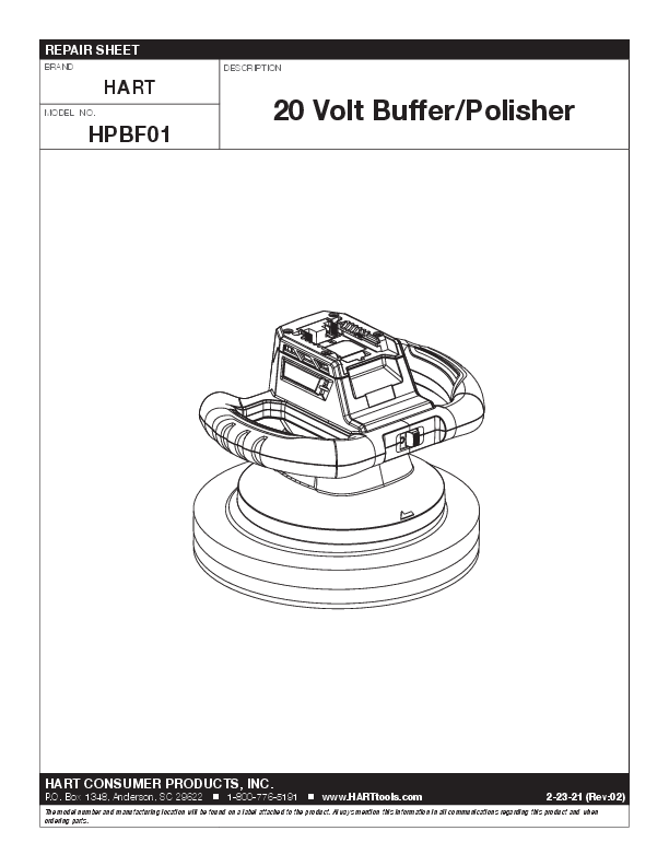 20V 10 Random Orbit Buffer (Battery Not Included) - HART Tools